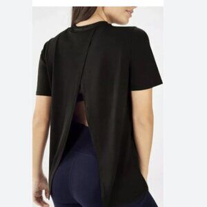 Fabletics Black Vivienne Cross  Open Back Short Sleeve Tee sz S